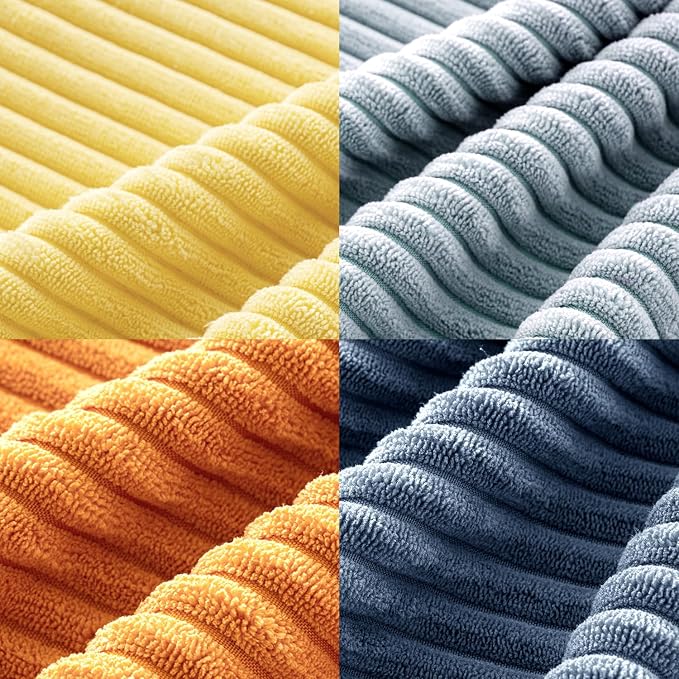 MIULEE Pack of 4 Blue-Orange Corduroy Decorative Throw Pillow Covers 18x18 Inch - Image 6