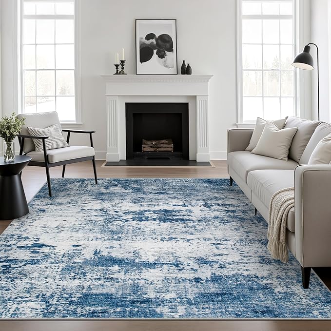 5x5 Area Rug Living Room Rug: Washable Modern Abstract Soft Thin Rug Indoor by FXRHLP