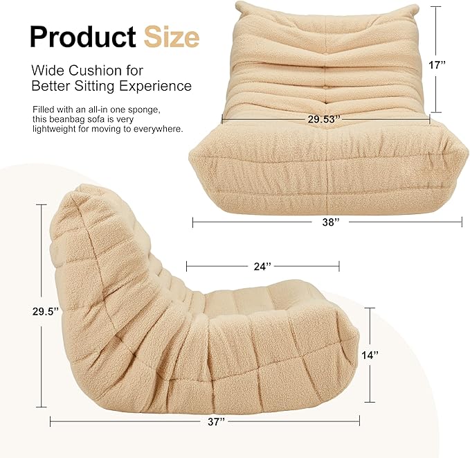 Bean Bag Chairs for Adults Giant Bean Bag Chair Memory Foam BeanBag Chair Bean - Image 2
