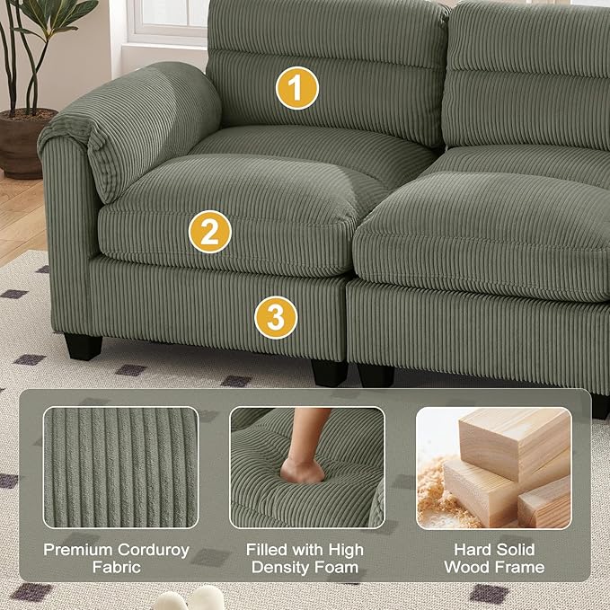HAOMARKETS Corduroy Sofa Set, Upholstered Loveseat - Image 4