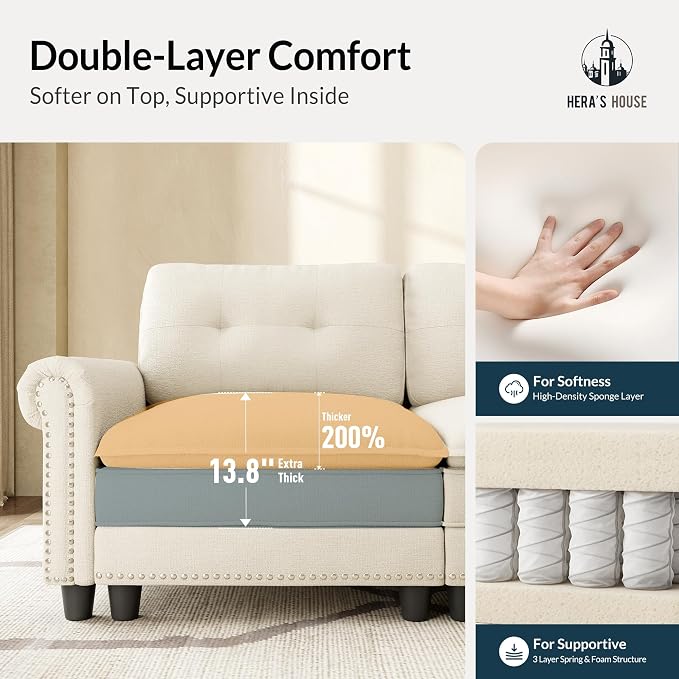 HERA'S HOUSE 3 Pieces Modular Sectional Sofa Sets, Oversized Couch Set - Image 4