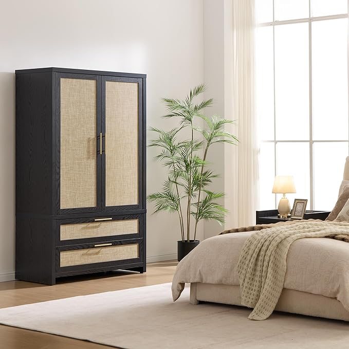 SICOTAS Larger Armoire Wardrobe Closet, Boho Armoire Clothes Organizer - Image 7
