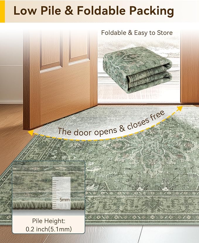 RELEANY Area Rugs 3'x9' Runner Rug Non Slip Washable - Image 4