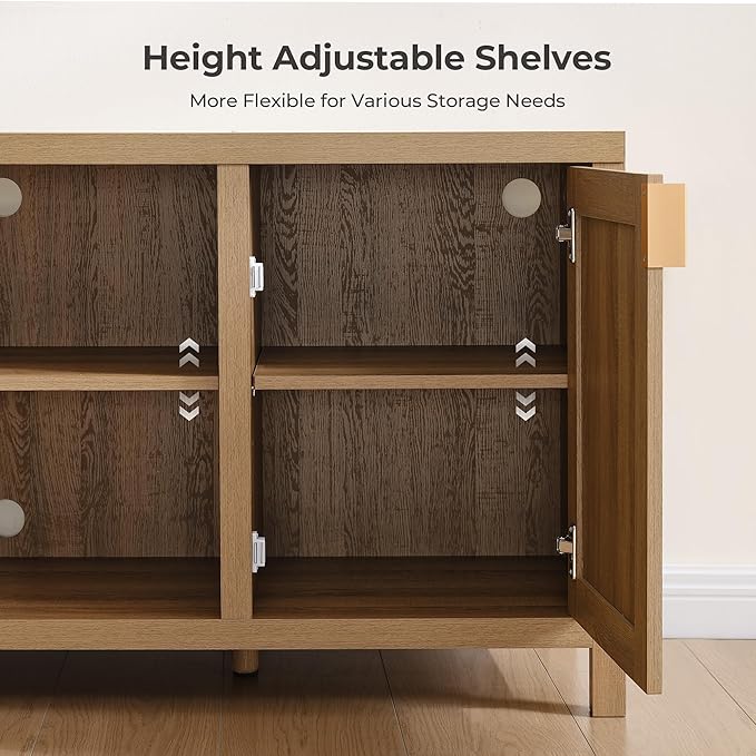 SICOTAS TV Stands for Living Room : Rattan TV Console Cabinet - Image 4
