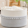 KAKAMAY Cotton Rope Storage Basket, Woven Hamper by KAKAMAY