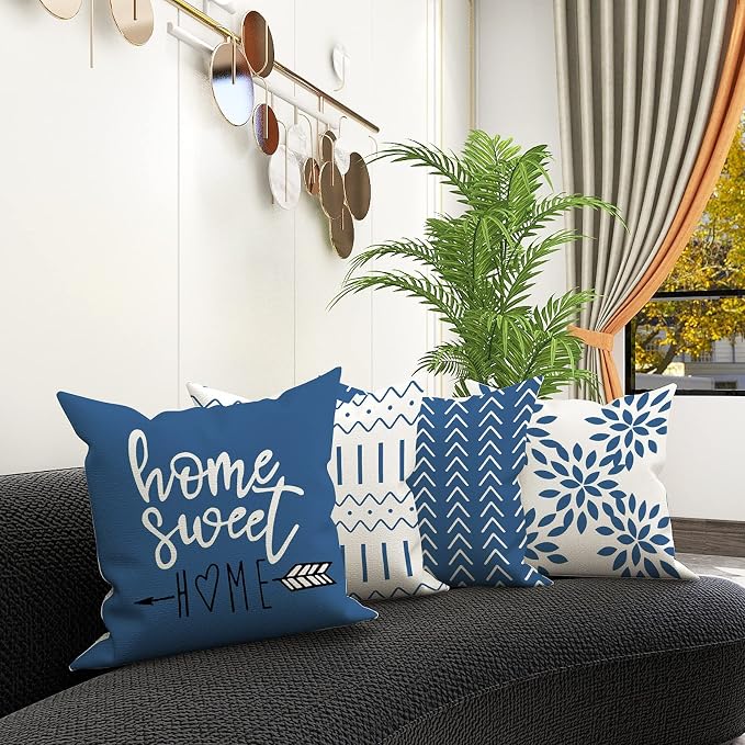 YCOLL Pillow Covers 22x22 Set of 4, Modern Sofa Throw Pillow Cover, Decorative - Image 6