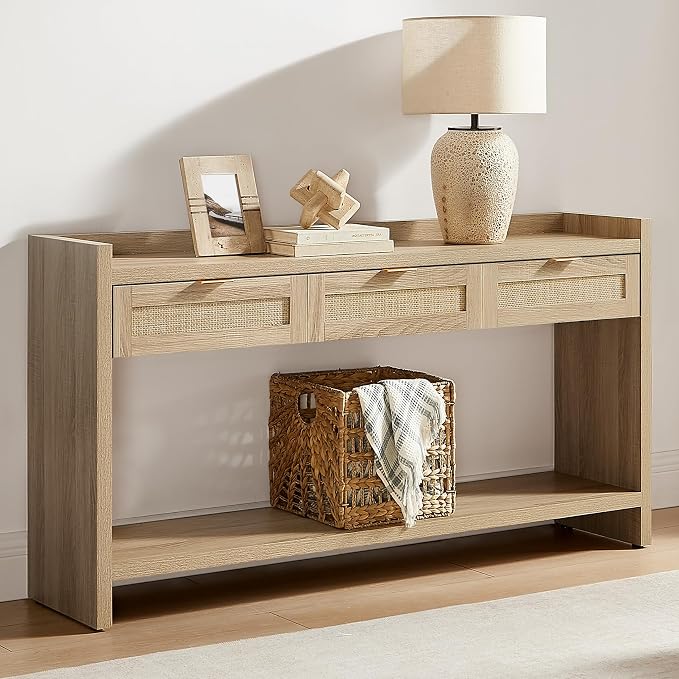 SICOTAS Rattan Console Table for Entryway - Image 6