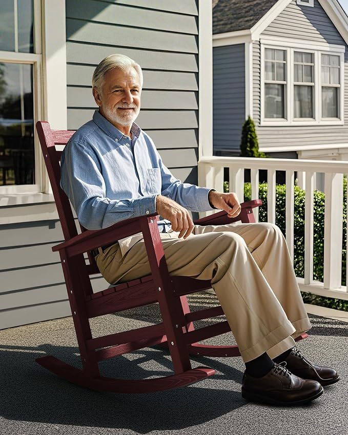 SERWALL Oversized Outdoor Rocking Chair Set of 4, HDPE Rocker - Image 7