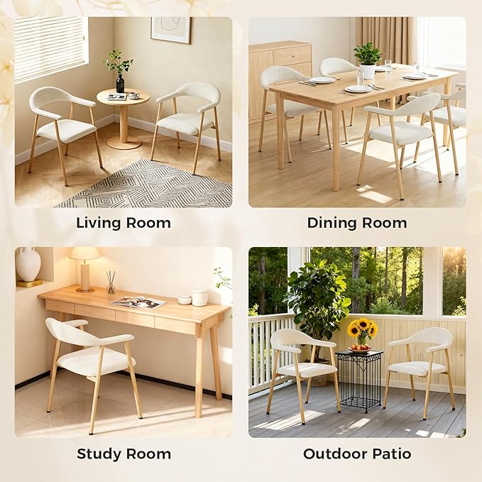 DUMOS Dining Chairs Set of 2, Linen Fabric Upholstered Kitchen Side Chairs - Image 6