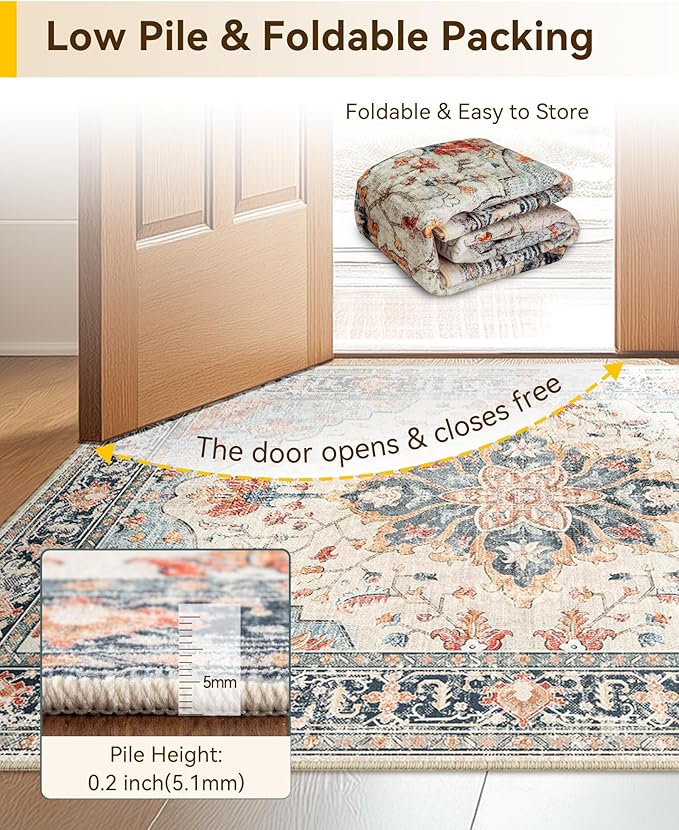 RELEANY Area Rugs 2'6"x10' Runner Rug Non Slip Washable - Image 4