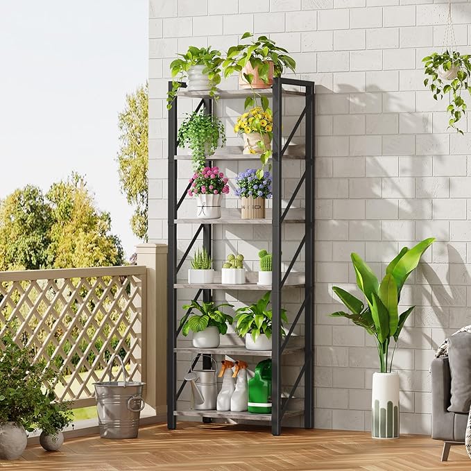 HOOBRO Bookshelf, 6-Tier Industrial Bookcase, Book Shelf Storage Organizer - Image 4