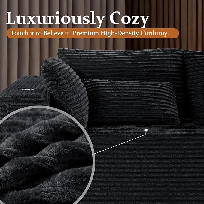 138" Oversized Cloud Sectional Couch, Comfort L Shaped Boneless Couch - Image 7