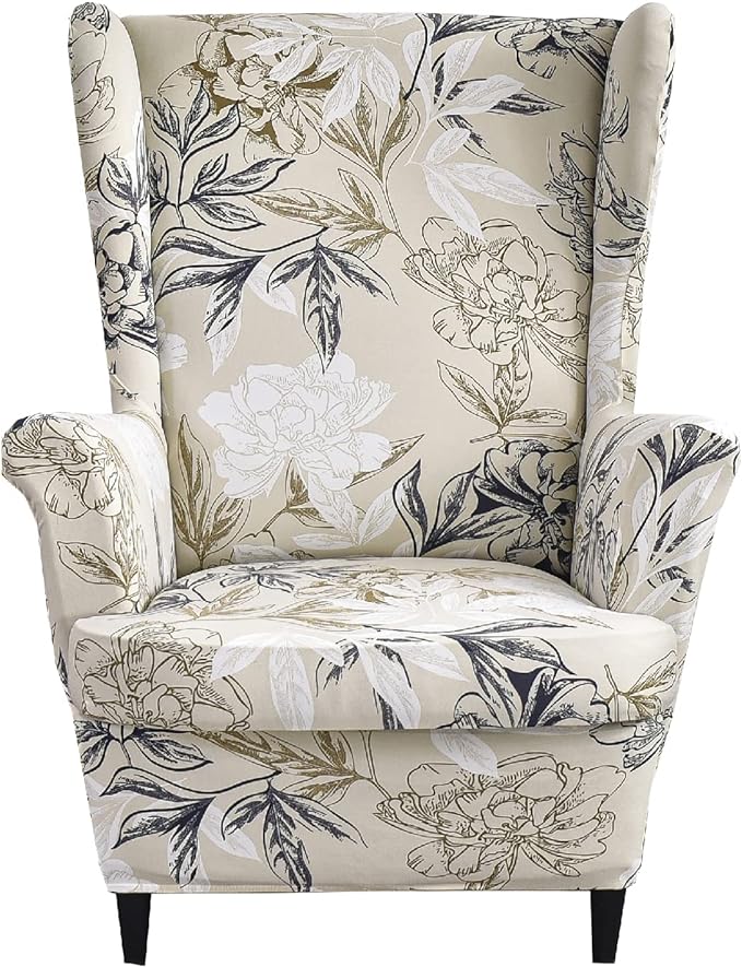 KRFOONN Wingback Chair Covers Slipcovers 2 Piece Stretch Wing Chair Covers by KRFOONN