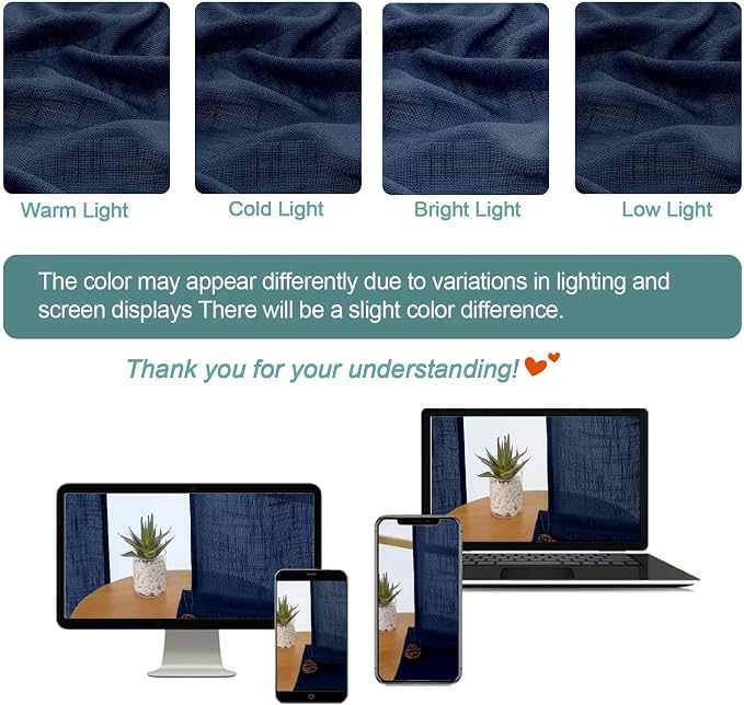 Chyhomenyc Navy Blue Semi Sheer Curtains 96 Inches Long 2 Panels - Image 3