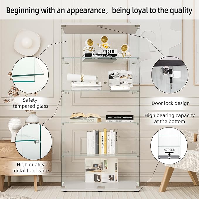 FLYMUHJIA Curio Cabinets with Tempered Glass Doors - Image 5