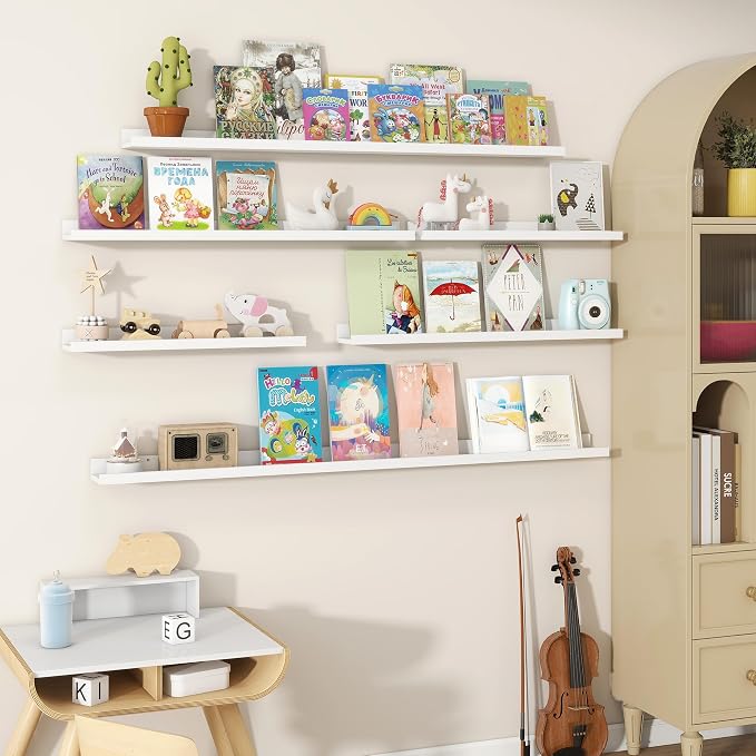 Fun Memories Picture Ledge Shelves Set of 2, 32 Inch Rustic Wall Mounted - Image 6