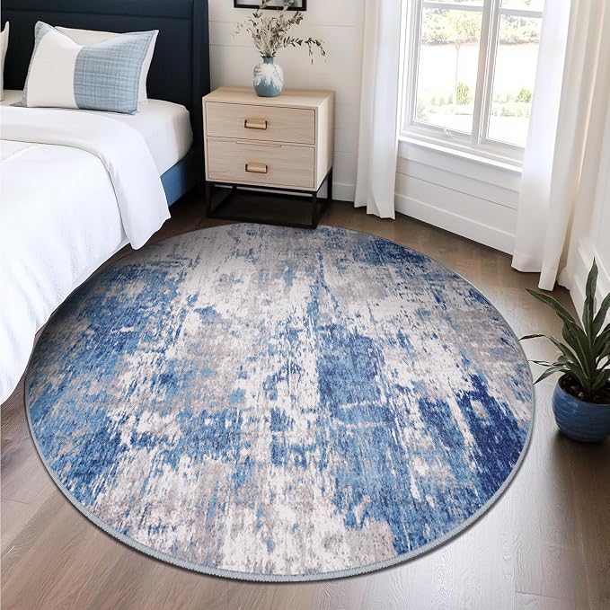 RELEANY Washable Area Rugs 6ft Non-Slip Modern Abstract Soft - Image 3