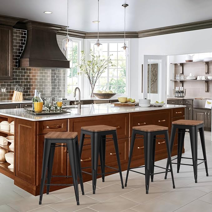 HAOBO Home 24" Backless Metal Counter Stool Height Bar Stools, Barstools - Image 4