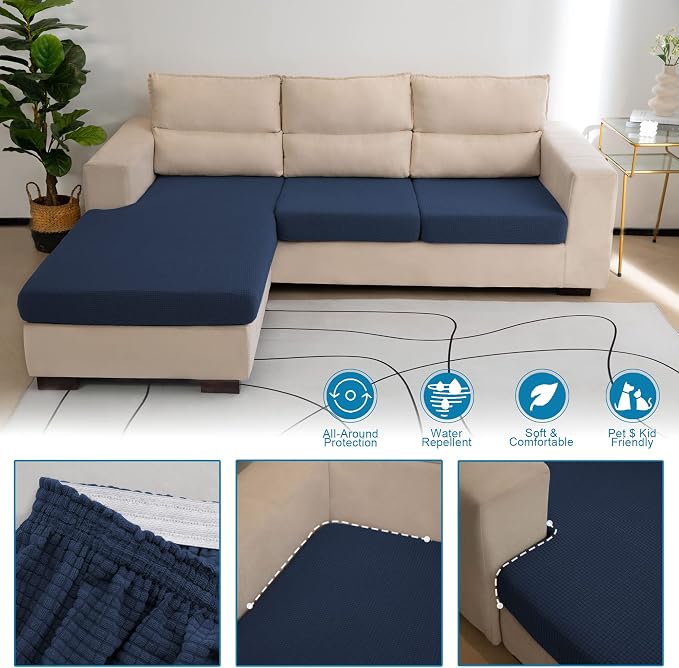 Water Repellent Couch Cushion Cover 3 Pieces Sofa Seat Cushion Covers, Stretch - Image 6