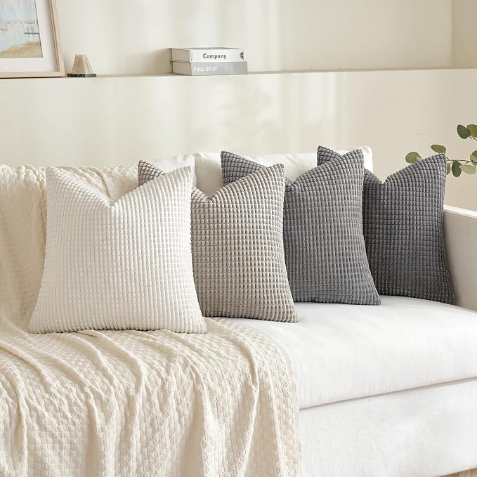 MIULEE Timeless Neutral Pillow Covers 20x20 Inch Set of 4 Mid Century Modern - Image 3