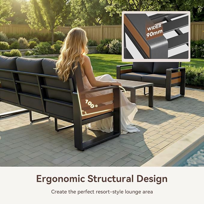 Aoxun Aluminum Patio Furniture Set, 5 Seats Sectional Metal Patio Furniture - Image 5