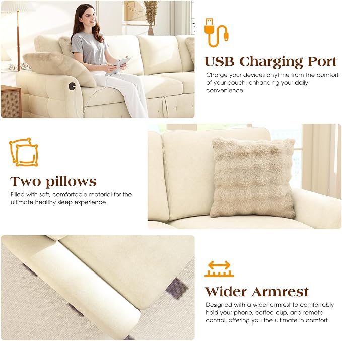 Ihanherry L-Shaped Sectional Sofa Bed, 6-Seater Convertible Pull Out Sleeper - Image 6