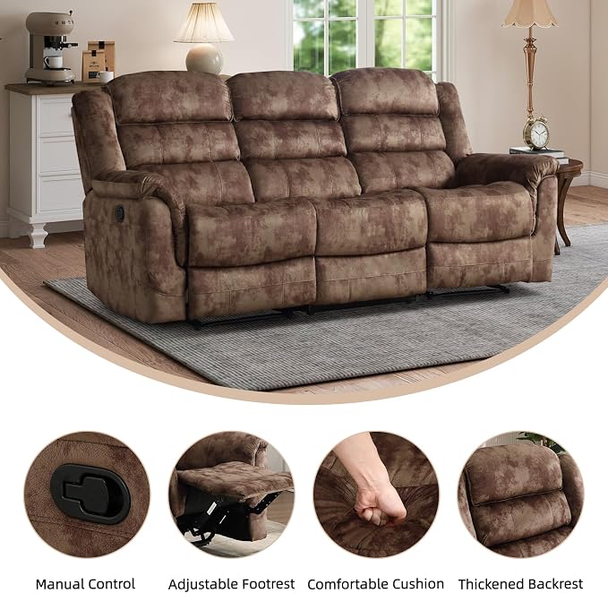 EBELLO 2 Pieces Reclining Couch Furniture Set, Overstuffed Reclining Loveseat - Image 3