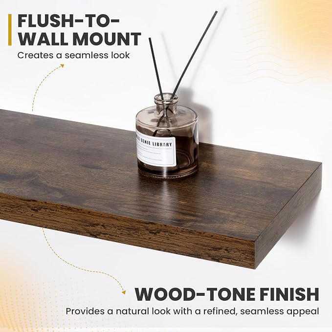 Acovy 24 Inch Floating Shelves, 9.3" Deep Floating Shelf Wall Mounted, Rustic - Image 4