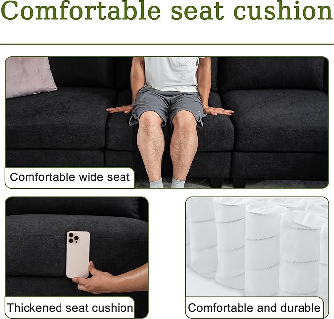 150.4" Large Sectional Couches for Living Room, 8 Seater L Shaped Modular - Image 4