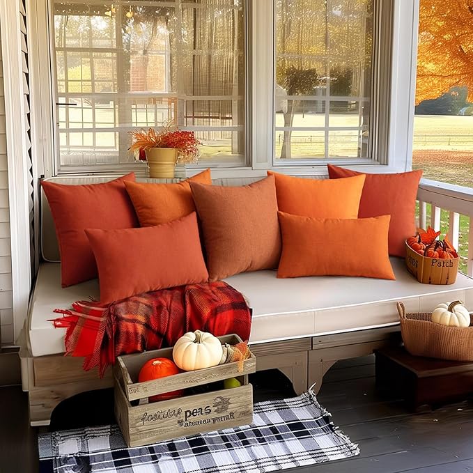 MIULEE Pack of 2 Decorative Outdoor Solid Waterproof Throw Pillow Covers Faux - Image 7