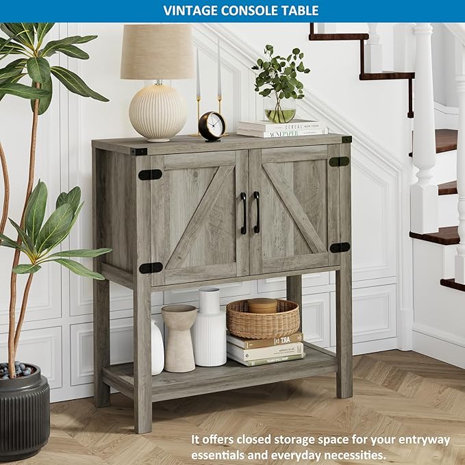 Mufico Console Table with 2-Door Cabinet Coffee Bar Cabinet Sofa Table - Image 3
