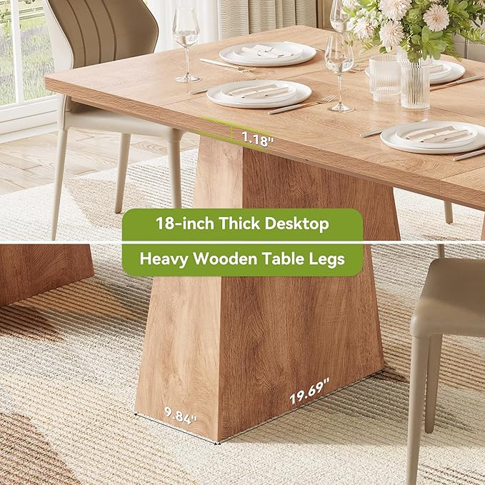 LITTLE TREE Dining Table for 6 People, Wooden Table, Rectangle Furniture - Image 5