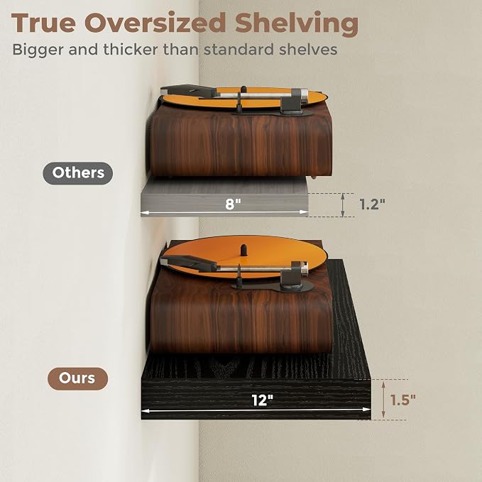 12 inch Deep Floating Shelves for Wall, 72 inch Wide Engineered Wood Wall - Image 5