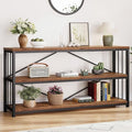 LVB Rustic 3 Tier Entryway Table, Industrial Long Wood Sofa Table Behind Couch by LVB