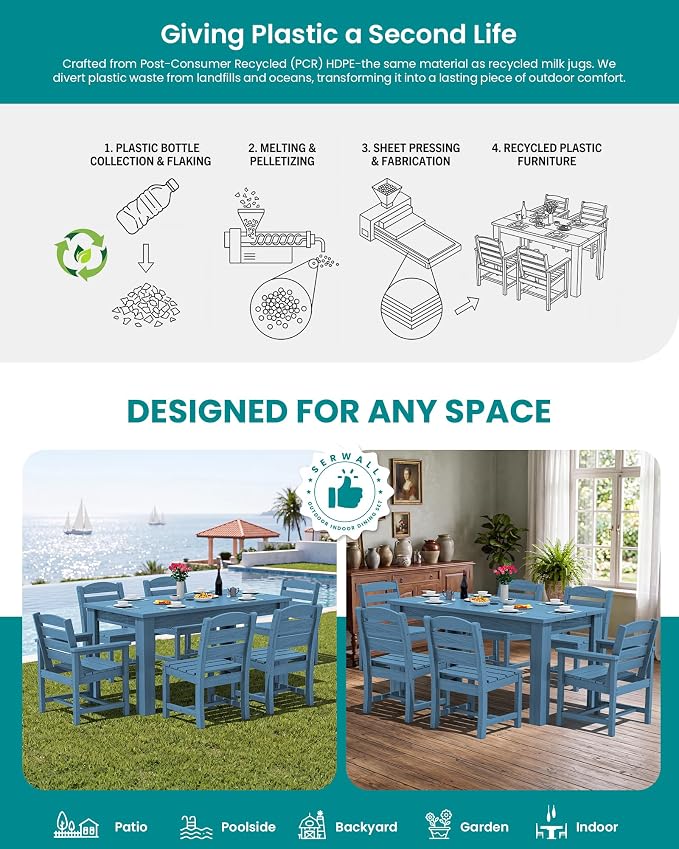 SERWALL HDPE Dining Set for 10 – 2 Tables, 8 Armless + 2 Armchairs. Includes 10 - Image 7