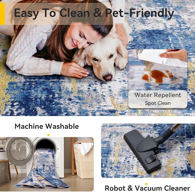 RELEANY Washable Area Rugs7'x9' Non-Slip Modern Abstract Soft - Image 5