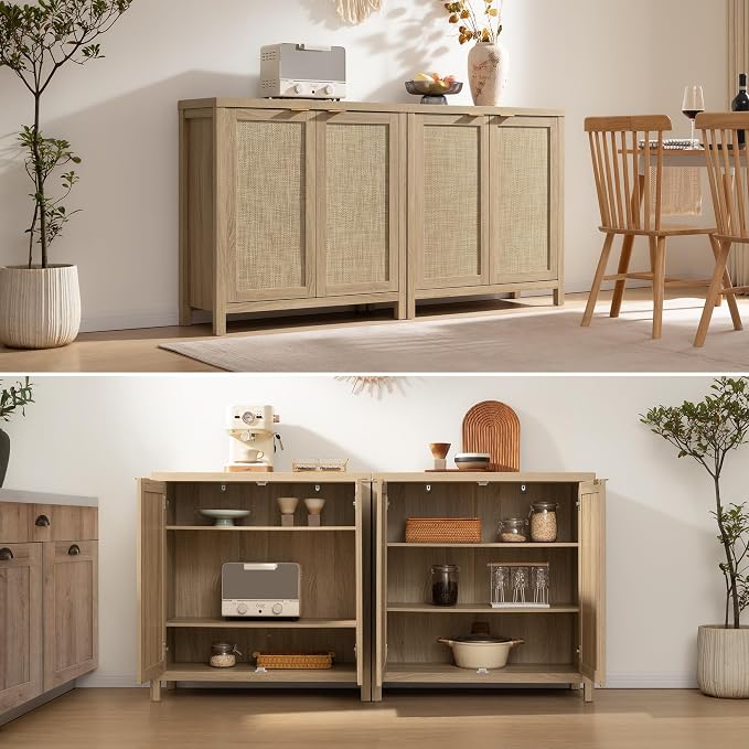 SICOTAS Rattan Cabinet Sideboard Buffet Storage Cabinet - Image 6