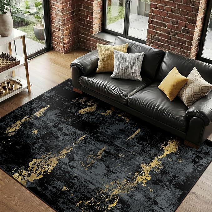 RELEANY Washable Area Rugs 4'x6' Non-Slip Modern Abstract Soft by RELEANY