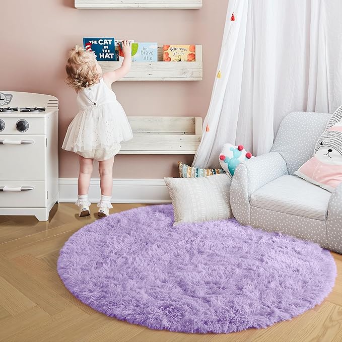 Amdrebio Light Purple Round Circle Rug 5Ft - Image 8