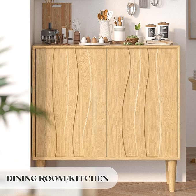 Easyego 31.5″ Mid Century Modern Sideboard Buffet Cabinet, Natural Wood Accent - Image 6