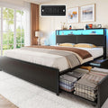 Rolanstar Queen Bed Frame with 4 Storage Drawers, Charging Station and LED by Rolanstar