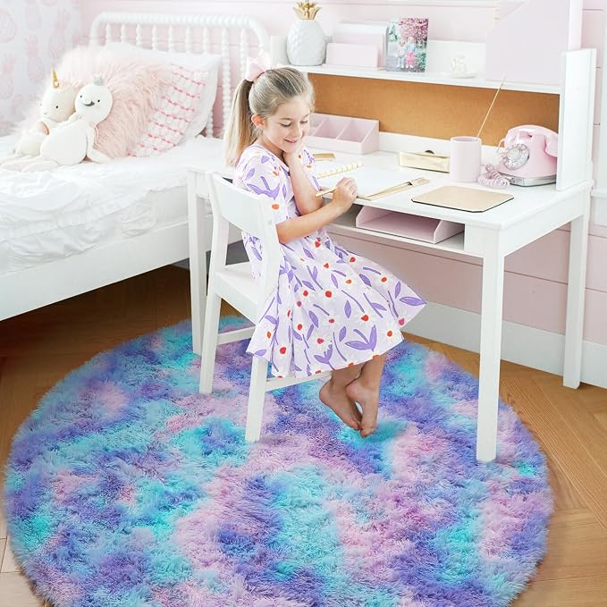 Amdrebio Purple Rainbow Round Rug 5Ft - Image 4