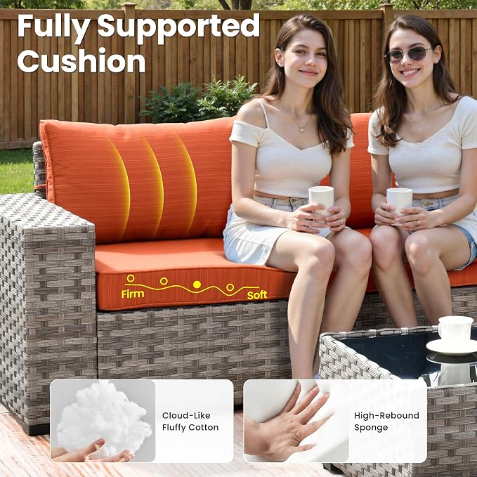 ovios 13 Pieces Patio Furniture Set, Outdoor Wicker Sectional Sofa - Image 6