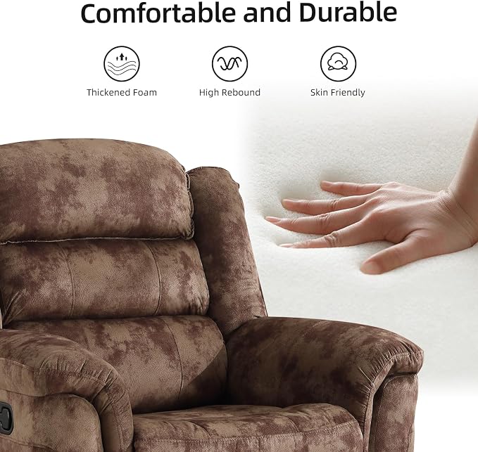 EBELLO Manual Recliner Chair, Soft Fabric Recliner Sofa - Image 4