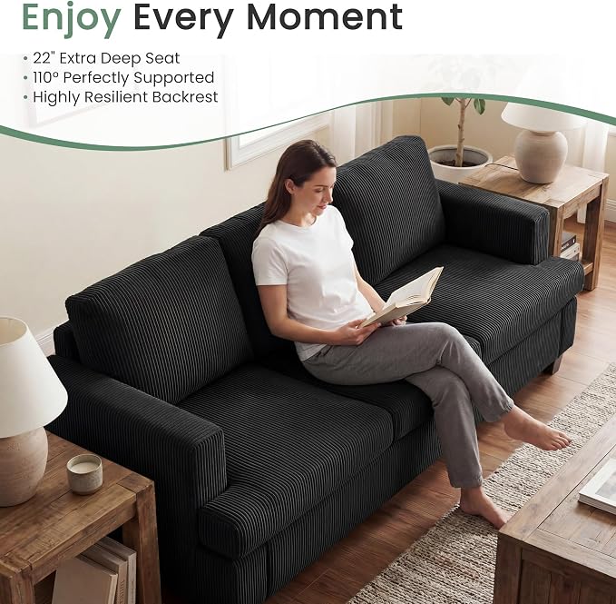 YOUDENOVA 2 Piece Set Comfy Sofa Couch, 2 3-Seater Sofa - Image 3