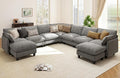 Ihanherry 141" Oversized V-Shaped Modular Sectional Couch, 9-Seater Cloud Sofa by iHanHerry