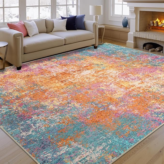RELEANY Washable Area Rugs 6'x9' Non-Slip Modern Abstract Soft - Image 9