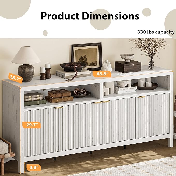 GarveeLife 65 Inch Fluted Sideboard Buffet Cabinet - Image 7