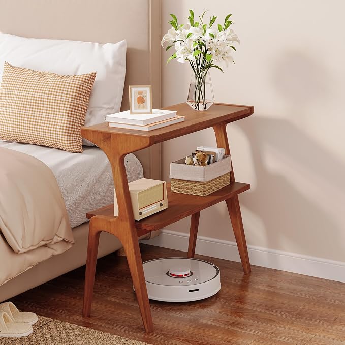 Set of 2 Solid Wood End Table, 2-Tier Side Table - Image 7