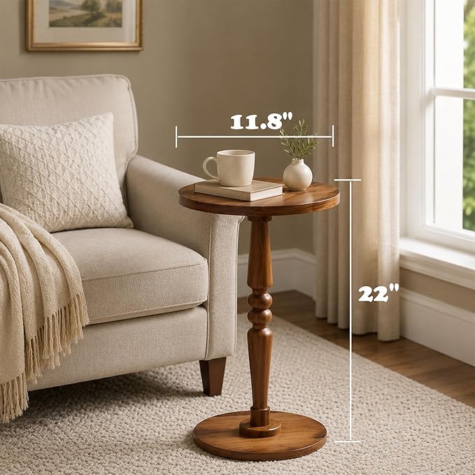 Small Wooden Round Side Table - Image 3
